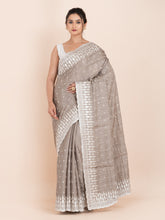 kavvya soft & light weight grey handloom silk saree